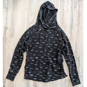 Title Nine Manressa Hooded Sweatshirt Black White Pattern, Large (B4)
